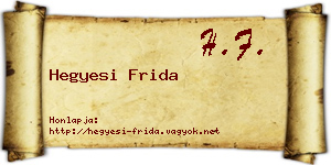 Hegyesi Frida névjegykártya